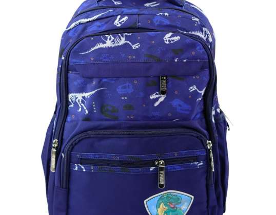 Rucsac școlar Dinozauri Patch T Rex Curea de piept Bleumarin 20L