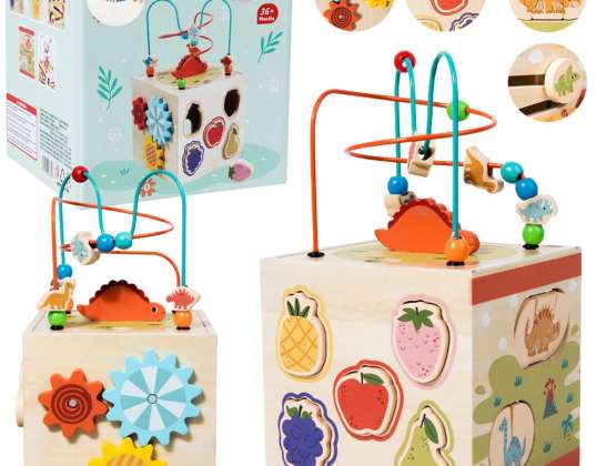 Cubo Educativo Sensoriale Ordinatore 5 Superfici in Legno