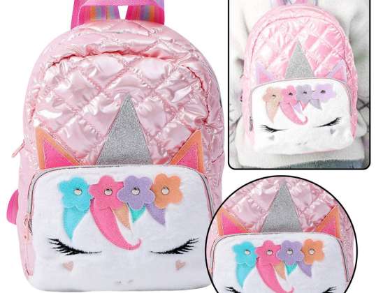 Prošívaný školní batoh Unicorn růžový 32cm