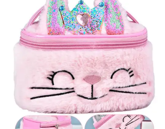 Plüüs laste tualett-tarvete kott Bunny Glitter roosa 20cm