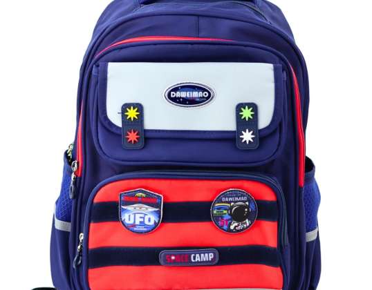 Kinder Schulrucksack Brustgurt Marineblau Rot Cosmos 38x28x19cm