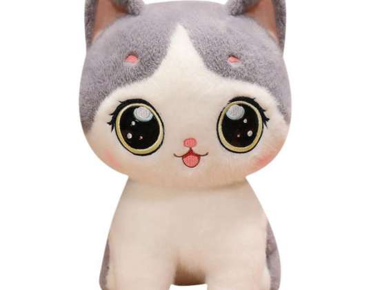 Plysj kosete kattunge maskot hvit og grå 21cm