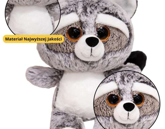 Plüss bújós mosómedve kabala nagy szemek 22cm