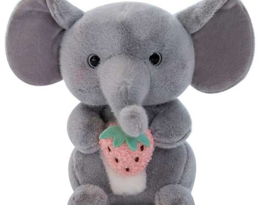 Çilek grisi 23cm ile peluş sevimli maskot fil