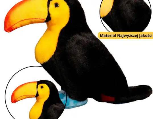Peluche doudou toucan mascotte noir 25cm