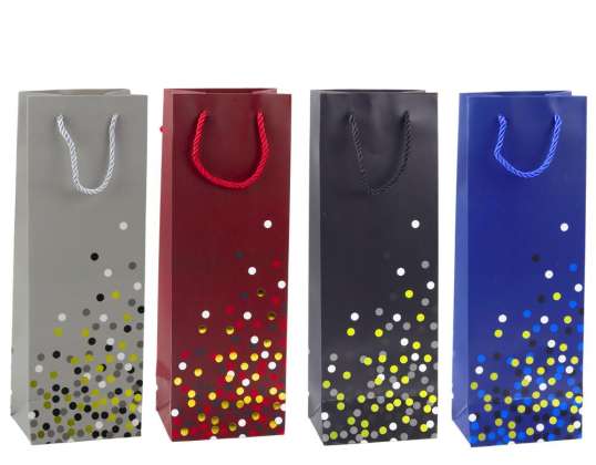 Gift Bag for Wine Bottle with Dots 36 x 12 x 9 cm