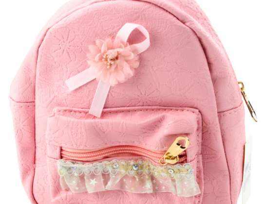 Barnryggsäck med präglad rosett, volang, rosa, 20 cm, 2,5 l