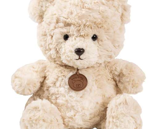 Kuscheliger Teddybär Plüsch Maskottchen mit Medaillon Beige 25cm