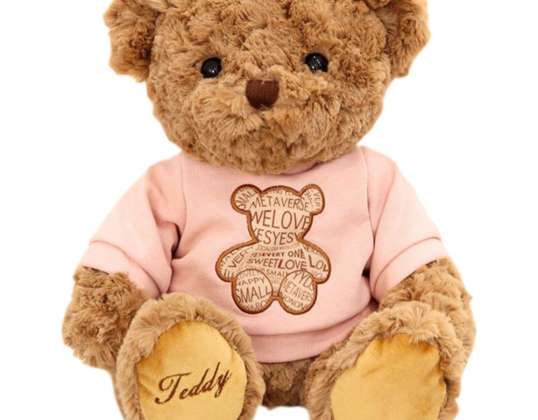 Plüsch Kuschelteddybär im rosa T-Shirt braun 30cm