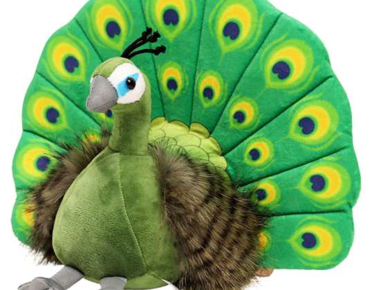 Peluche mascota elegante pavo real verde 30cm
