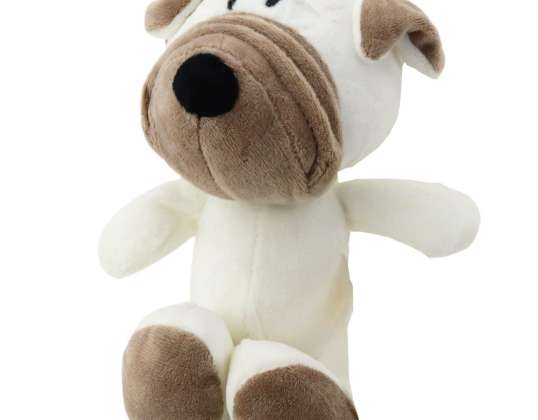 Kleines Plüsch-Maskottchen Kuscheliger Hund Mops Saugnapf 16cm