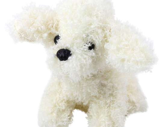 Peluche mascota perro caniche miniatura blanco 20cm