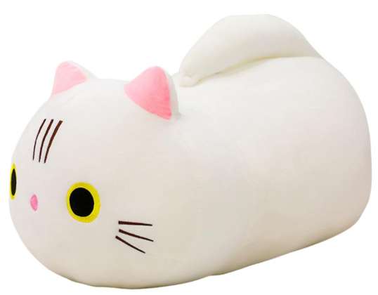 Plush cuddly mascot cat with a long tail white 40cm