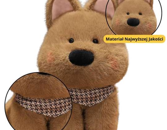 Plüsch kuscheliges Maskottchen Hund mit Schal braun 25cm