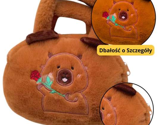 Capybara Plush Bag with Rose Brown 20cm