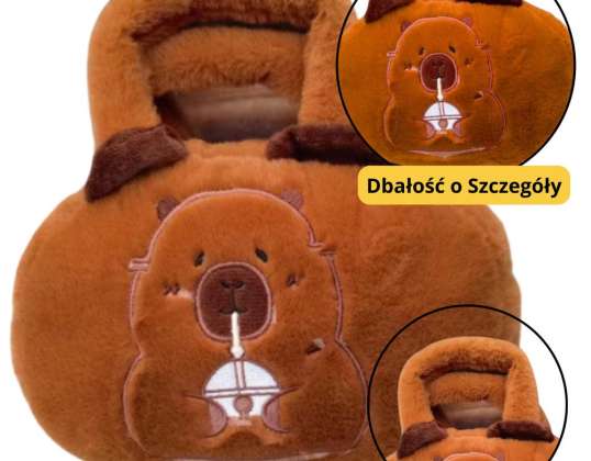 Torba Pluszowa Z Kapibarą Z Kubkiem Brązowy 20cm