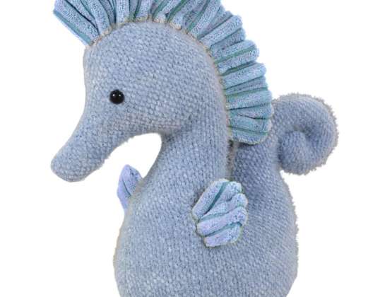 Peluche mascotte Hippocampe bleu 25cm