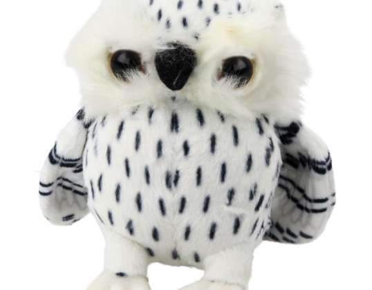 Plüsch kleine Eule Kuscheliges Maskottchen Weiß Schwarze Flecken 15cm