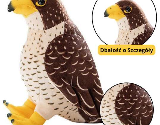 Mascotte peluche oiseau câlin faucon marron 30cm