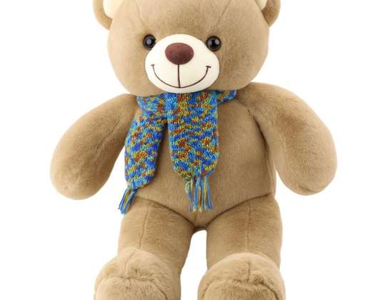 Plüsch Kuschel-Teddybär bunter Wollschal braun 55cm