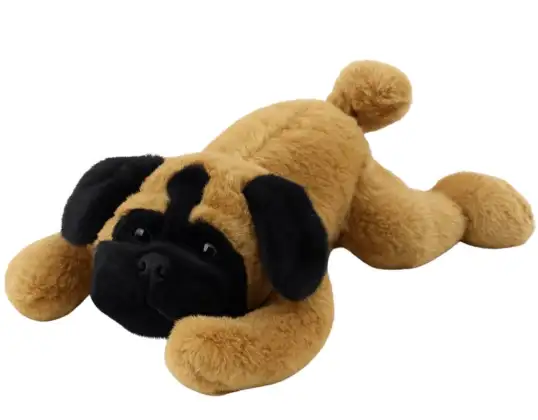 Plüsch Kuschelhund Mops liegend braun 40cm