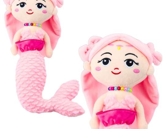 Zeemeermin Pluche met Kralen Knuffel Roze 32cm