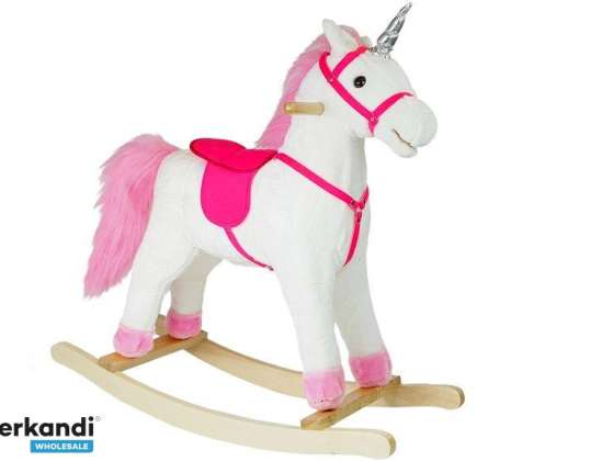 Schaukelpferd Einhorn Weiß Geräusche Beweglicher Mund Schwanz 74 cm