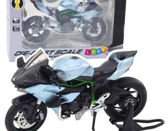 Motocicleta Deportiva de Metal con Luces y Sonidos Plateada 1:12