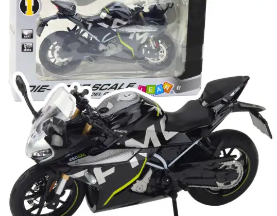 Sporta Motocikls Metāla Gaismas Skaņas Melns 250 SR 1:12
