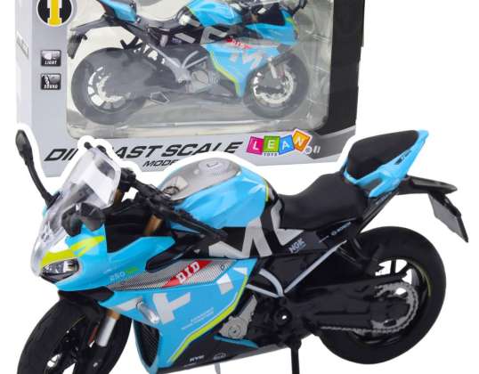 Motocicleta Deportiva Metálica Luces Sonidos Azul 1:12