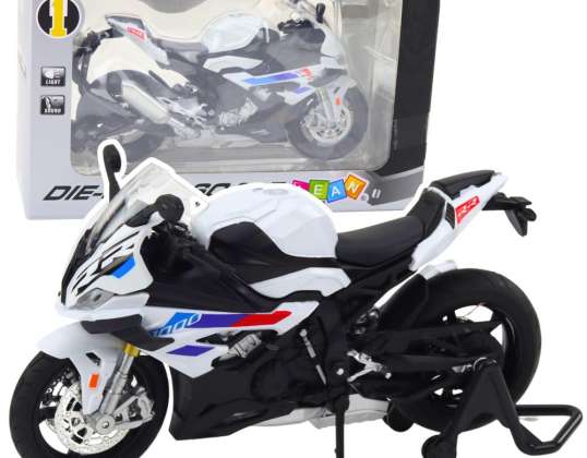 Motocicleta Deportiva Metálica Luces Sonidos Blanca S1000 1:12