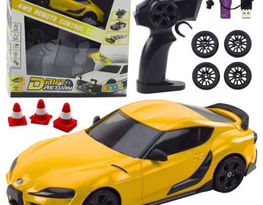 Driftbil med Udskiftelige Dæk Fjernstyret RC 4WD Gul
