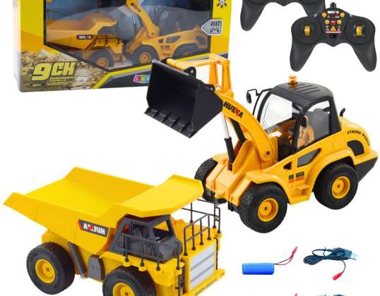 Set Ladegerät Bulldozer Kipper 1:24 Fernbedienung RC 2in1