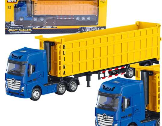 Camion Jaune Métallique avec Remorque Volume Huina 1:50
