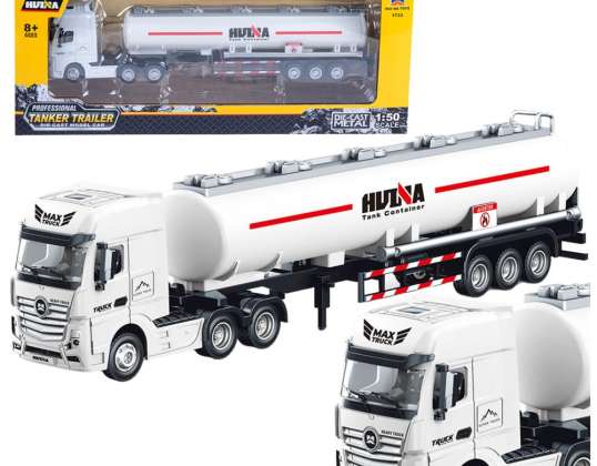 Vrachtwagen Tank Wagen Metaal Beweegbare Onderdelen Wit 1:50