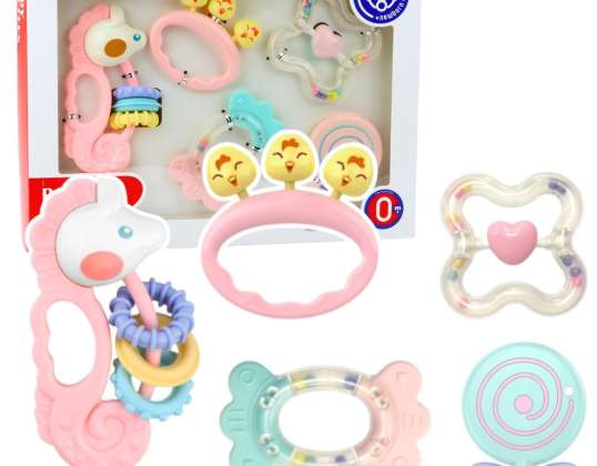 Baby Sensorische Rammelaar Set Roze 5 stuks