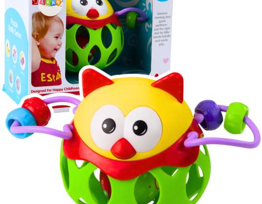 Boule de hibou doux avec hochet Jouet sensoriel vert