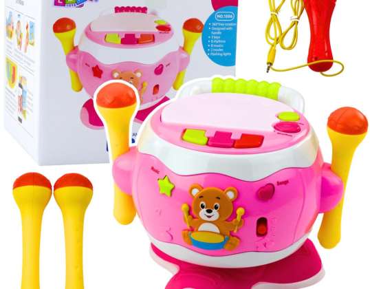 Kinder Musical Drum Interaktive Lichter Sounds Pink