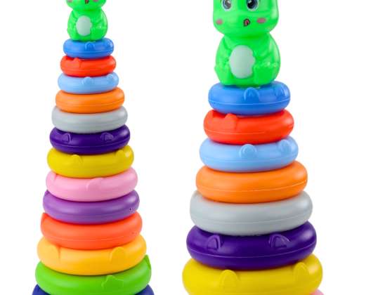 Colorful Dinosaur Pyramid Tower 13 Circles 45 x 15.5 x 15.5 cm