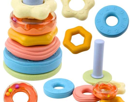 Tower of Wheels Puzzle Sensoriale per Bambino Pastello 17cm