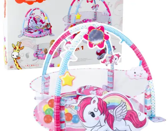 Lernmatte für Babys Bällebad 3in1 Einhorn rosa