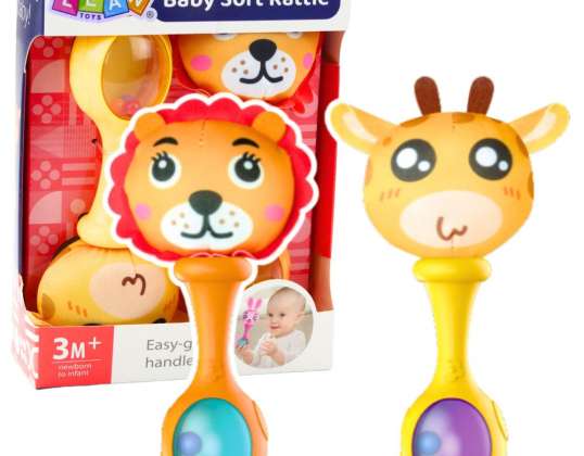 Rassel-Set mit weichen Kugelmustern Giraffe Löwe 2tlg