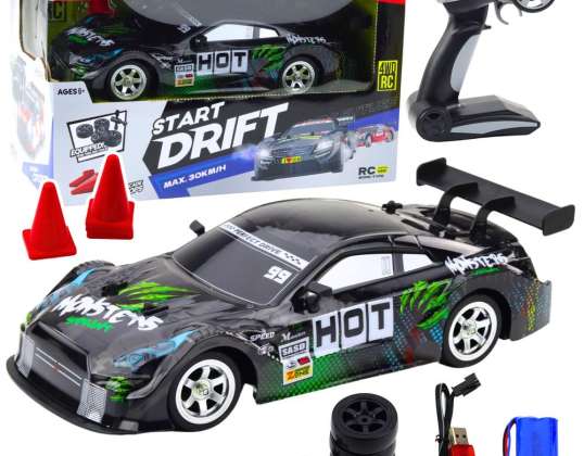 Rennwagen RC Drift Car Schwarz Grün 30km/h 1:16