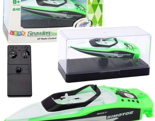 Bateau à moteur RC Blanc-Vert 15cm