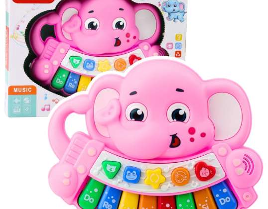 Piano Interactive Mélodies Gamme de Sons Animaux Éléphant Rose