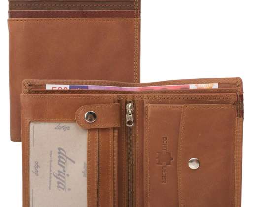 RFID Protection - Hochwertige Rindleder Hochformat Geldbörse mit Doppelnaht