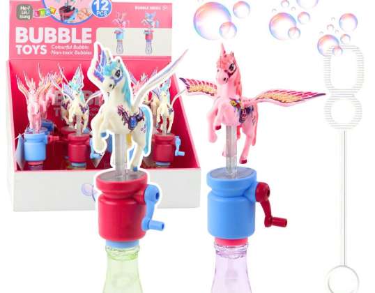 Soap bubbles unicorn movable wings with crank 23cm mix