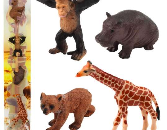 Zestaw Mini Figurki Dzikie Zwierzęta Szympans Żyrafa 6 9cm 4szt