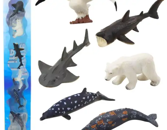 Mini Figurines Set Sea Animals Coastal Seagull Shark 6 8cm 6pcs