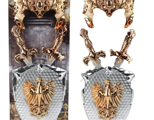 Ritterset Schild Zwei Schwerter Maske Silber Gold Adler